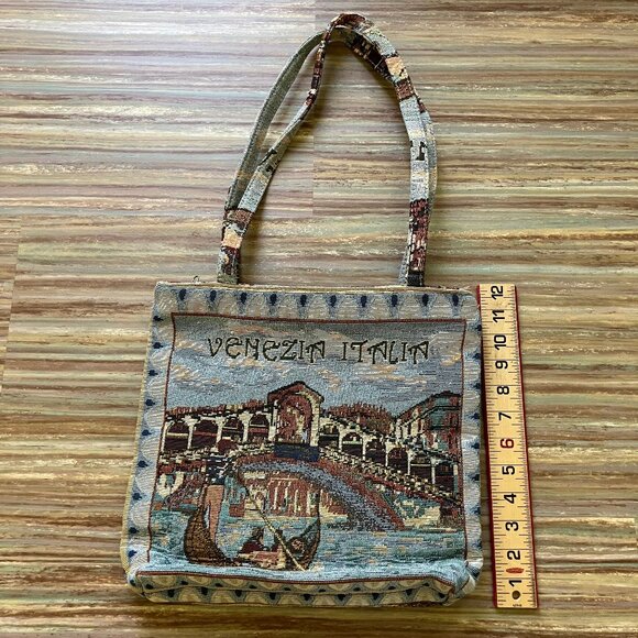 Venice Tapestry Tote Bag Purse w/ Zipper Italy Scenery Design 12" Venezia - Picture 5 of 8